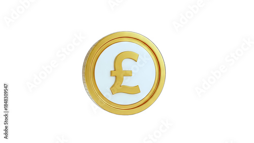 Golden Pound Coin Isolated on White Background