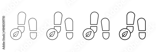 Carbon Footprint Icons Vector Set In Different Stroke Line Style