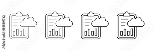 Emission Tracking Icons Vector Set In Different Stroke Line Style