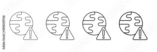 Climate Action Icons Vector Set In Different Stroke Line Style