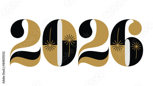 A New Beginning: A stylish graphic of the year 2026, combining elegant typography with decorative elements, marking a new phase. 