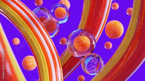 Abstract 3D Rendering of Cells and Ribbons