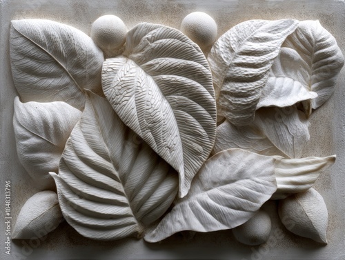 White textured leaves intri...