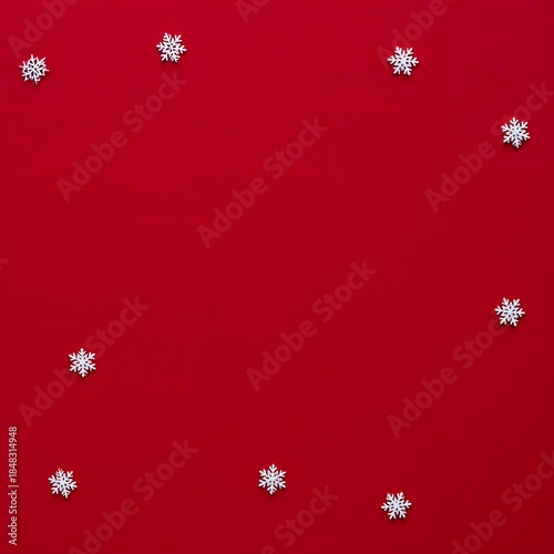Red background with white snowflakes