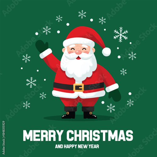 Merry Christmas and Happy New Year Santa Claus sitting on a swing made of festive lights