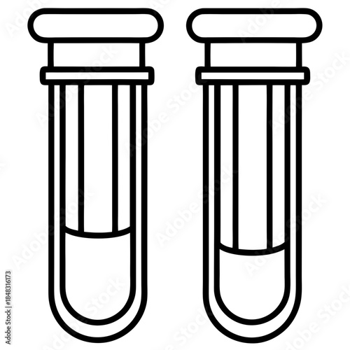Line of two test tubes for medical testing laboratory science healthcare
