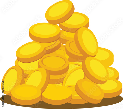 An abundant stack of gleaming gold coins, symbolizing prosperity, financial gain, and a rich reward.