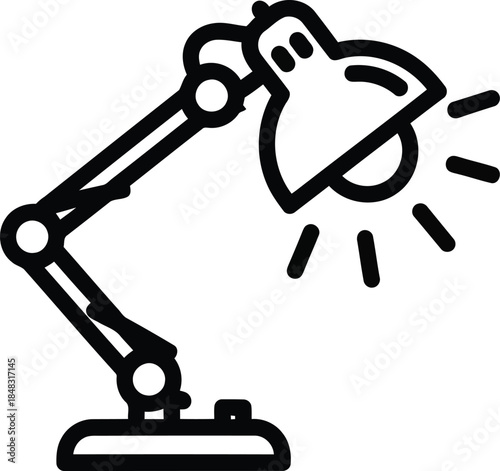 Modern desk lamp outline icon vector illustration. study and office lighting element.