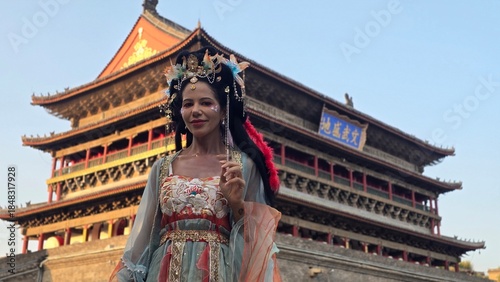 Elegant Chinese Woman Wearing Traditional Hanfu Dress