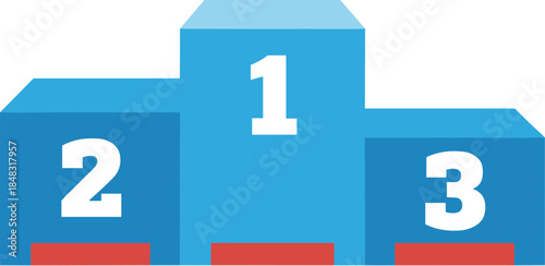 Blue winners podium for first second and third place competition.