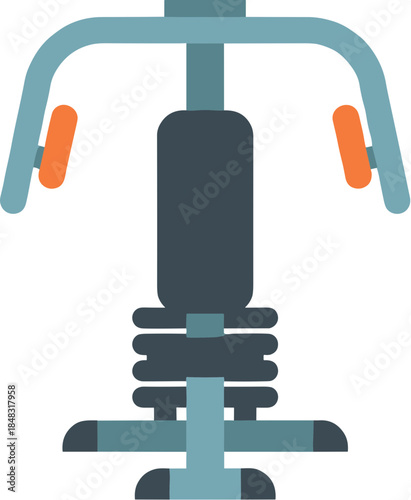 Flat vector icon of a chest press gym machine for strength training.