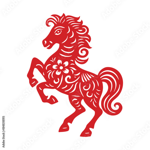 horse zodiac chinese paper cutting