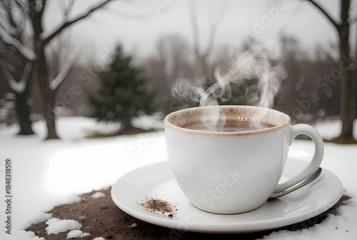 cup of coffee on the snow