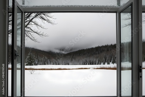 snow covered window