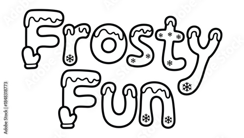 Frosty Fun Text: Festive text for winter celebration. Capture the feeling of winter with frosty fun lettering. Embrace the season and bring cheer with this design.