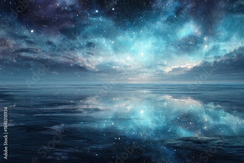 Starry Night Sky Reflecting On Water