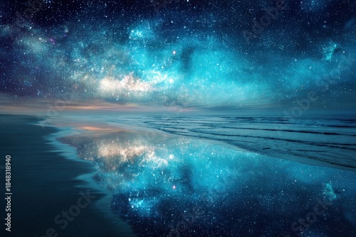 Starry Night Beach Reflection