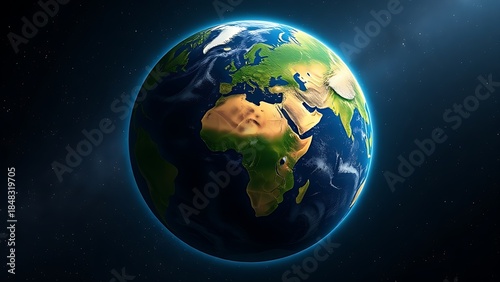 Earth globe floating in starry space, representing our planet's beauty and vastness.