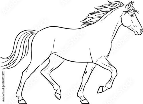 Majestic Horse Running Freely in Open Landscape Illustration