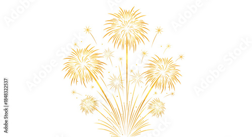 Brilliant golden abstract fireworks bursts illuminating a festive night sky, symbolizing celebration, joy, and the spirit of special events and holiday festivities