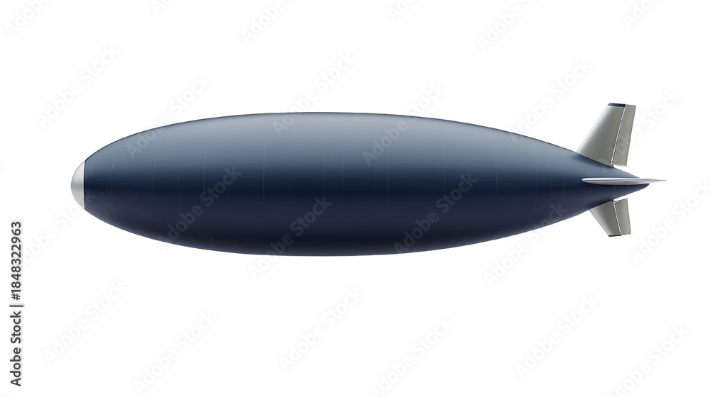 Fototapeta premium Isolated aerostat illustration showcases airship technology against black backdrop