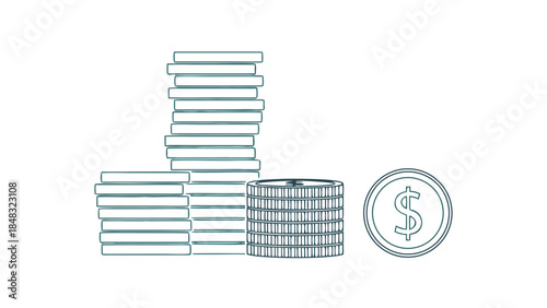 Stack of Coins with Dollar Symbol - Financial Growth Icon