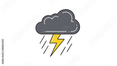 Storm Cloud with Lightning Bolt and Rain Icon