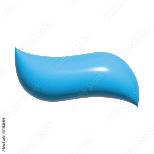 3D blue toothpaste, gel or cosmetic cream smear, abstract glossy wave shape for packaging, print and product design, vector illustration, isolated on white background, EPS 10