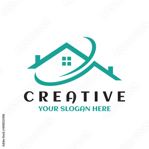 Real estate vector logo. Modern Home/House/property/building creative logotype design. Rent, sale of real estate illustration, House cleaning, home security, residence auction. Property icon sign