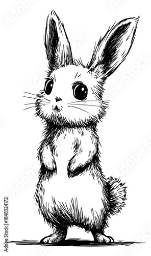 Cute rabbit  hand drawn outline vector illustration