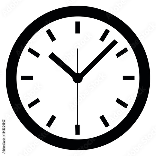 Simple clock icon with hour minute and second hands minimalist flat vector