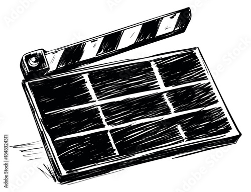 Hand drawn movie clapperboard sketch vector illustration