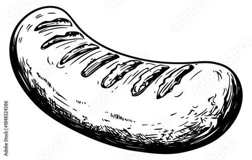 Sausage illustration black and white line art