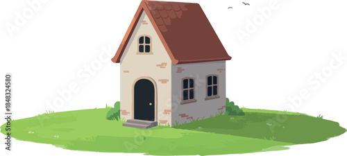 Charming Pixel Art House Isolated Object Vector Minimal Illustration