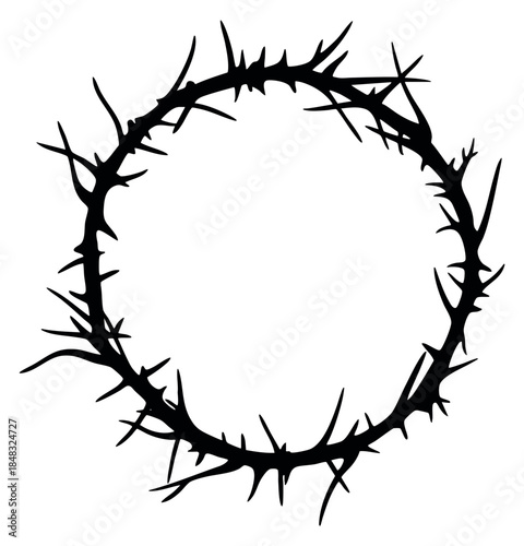Simple thorn crown icon black silhouette