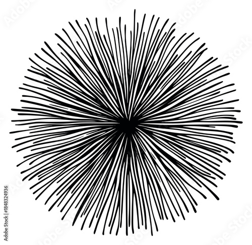 Simple firework burst icon set with radial lines minimalist flat vector