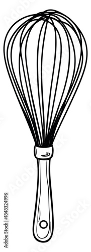 Kitchen utensil whisk hand drawn outline illustration