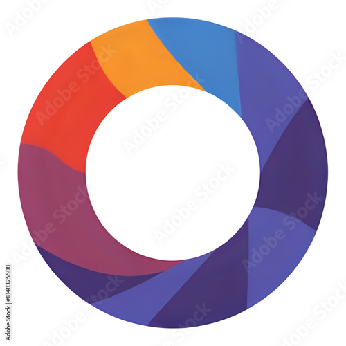 A colorful circular graphic illustration showcasing a variety of hues and shades in a radial pattern