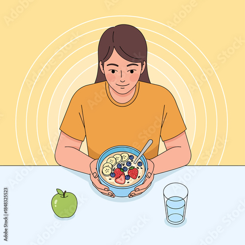 Flat Healthy Oatmeal Morning Nutrition