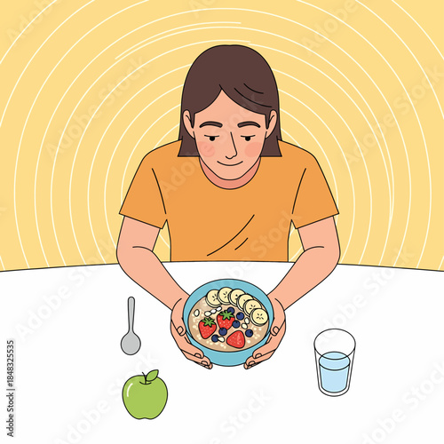 Flat Healthy Oatmeal Morning Nutrition