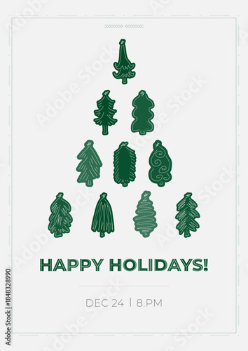 Happy Holidays Winter  Vector Template