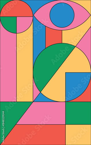 Design wall art geometric bold vibrant 