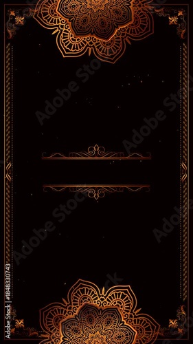 greeting card background with golden frame mandala ornament