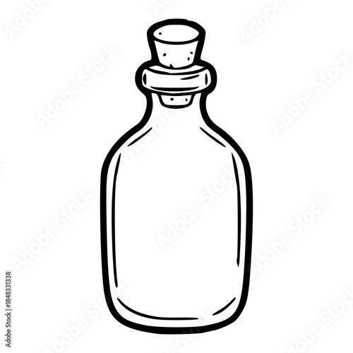 glass bottle with cork stopper outline