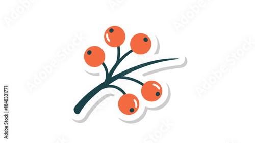 Stylized Rowan Berry Branch Icon
