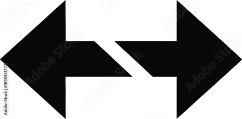 Black double headed arrow icon on white background