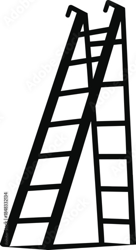 Ladder leaning against wall