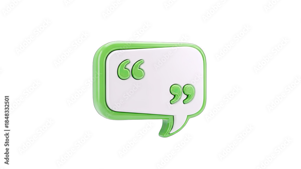 Fototapeta premium 3D Quote Bubble Icon Isolated on White Background