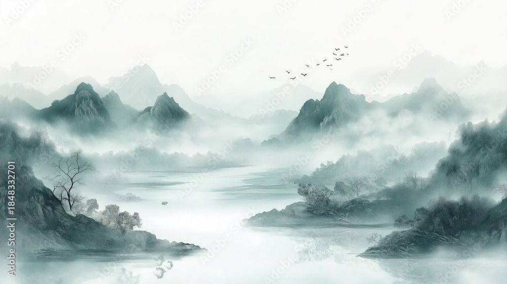 Obraz premium misty mountain landscape