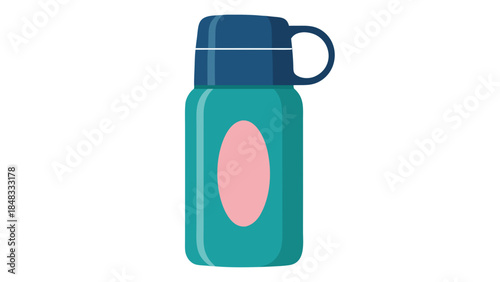 Teal and Blue Insulated Water Bottle with Pink Oval